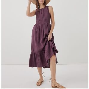 New Pact Coastal Double Gauze Cutout Midi Dress $118